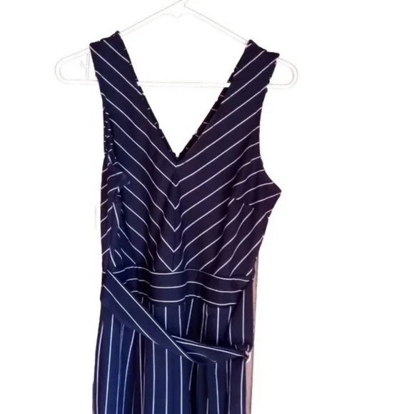 Wrapper Black Striped Sleeveless Jumpsuit Size 6 - Picture 4 of 6